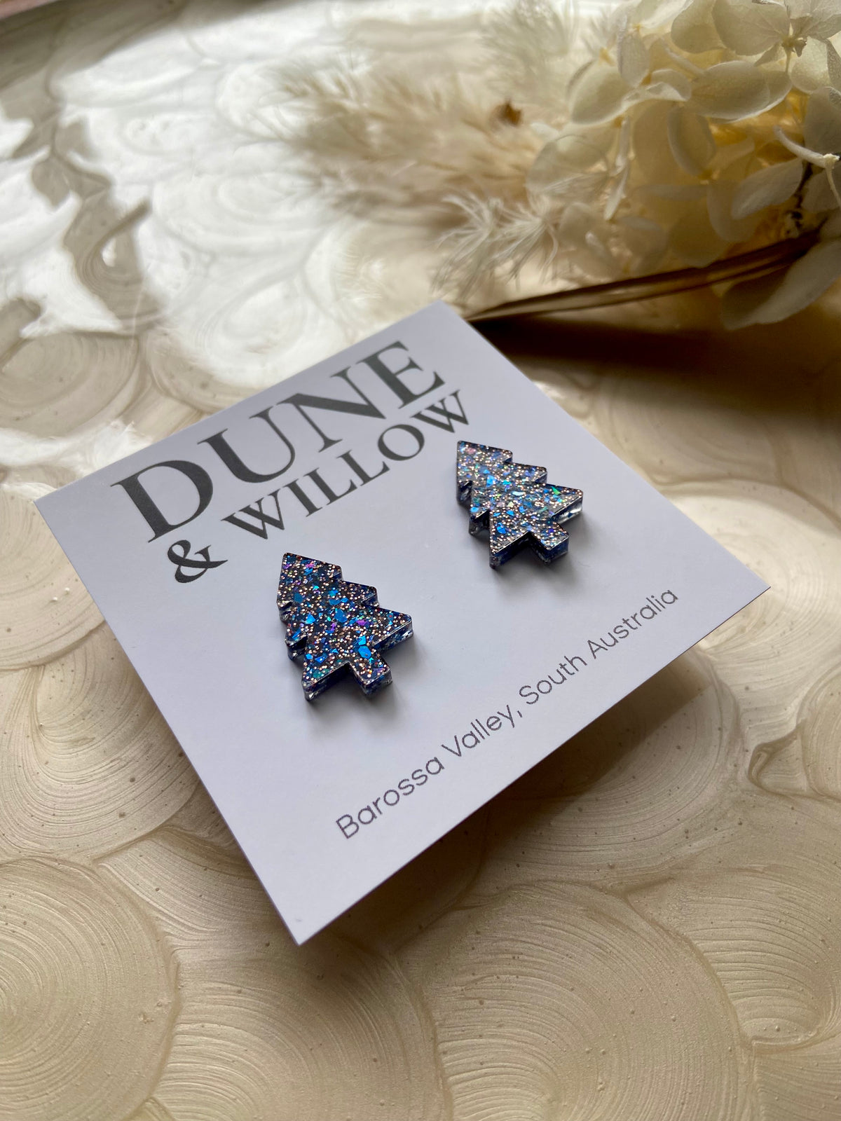 TREE STUDS -blue and copper