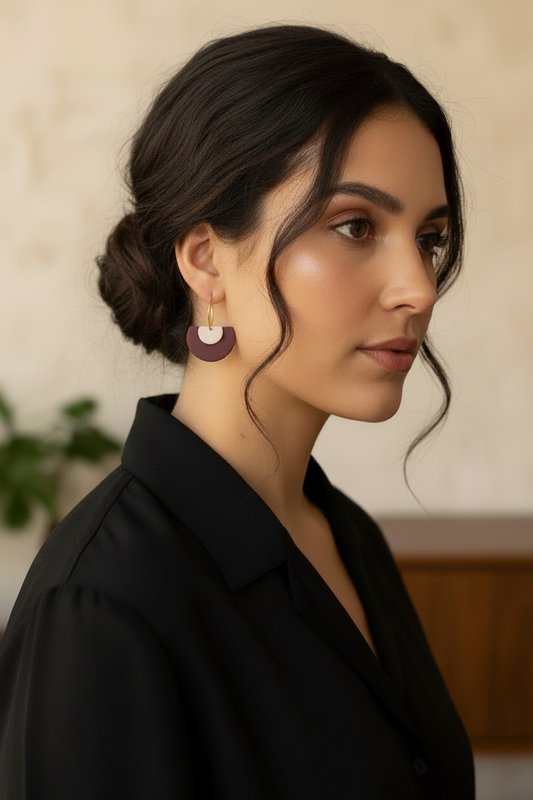 ELLERY DANGLES -frosted plum and rose gold