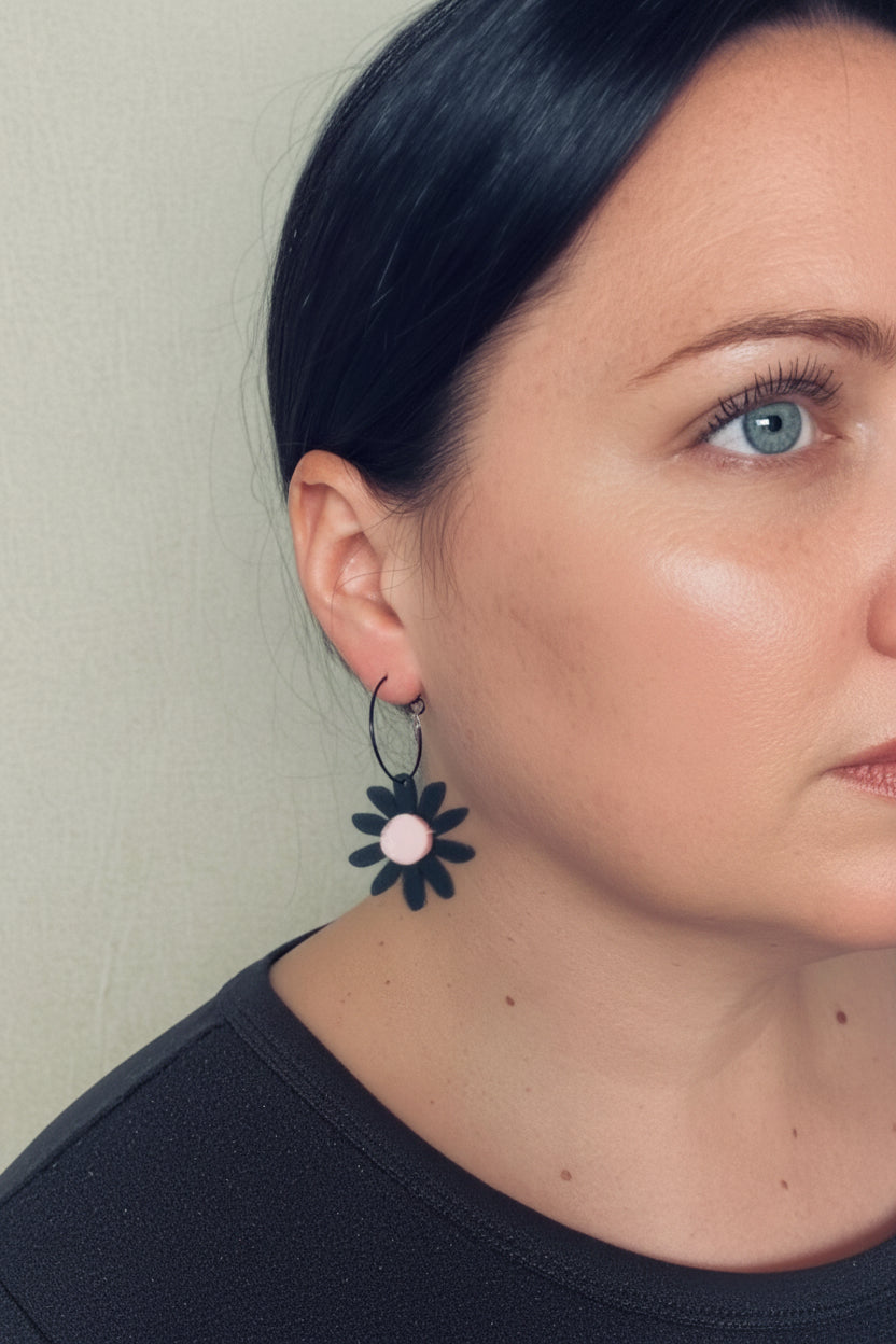 DAISY HOOPS- blue and gold