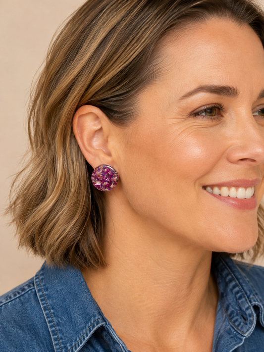 PINK SHIMMER STUDS -medium and large