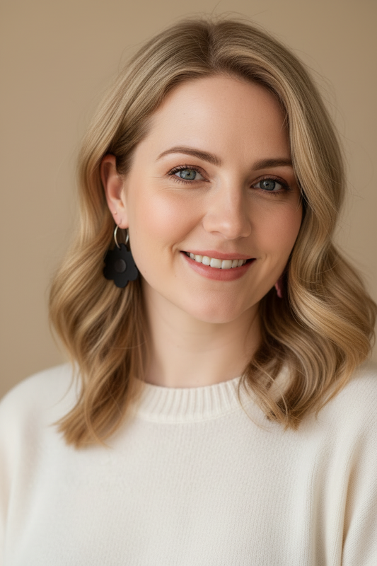 ROUND FLOWER HOOPS -black