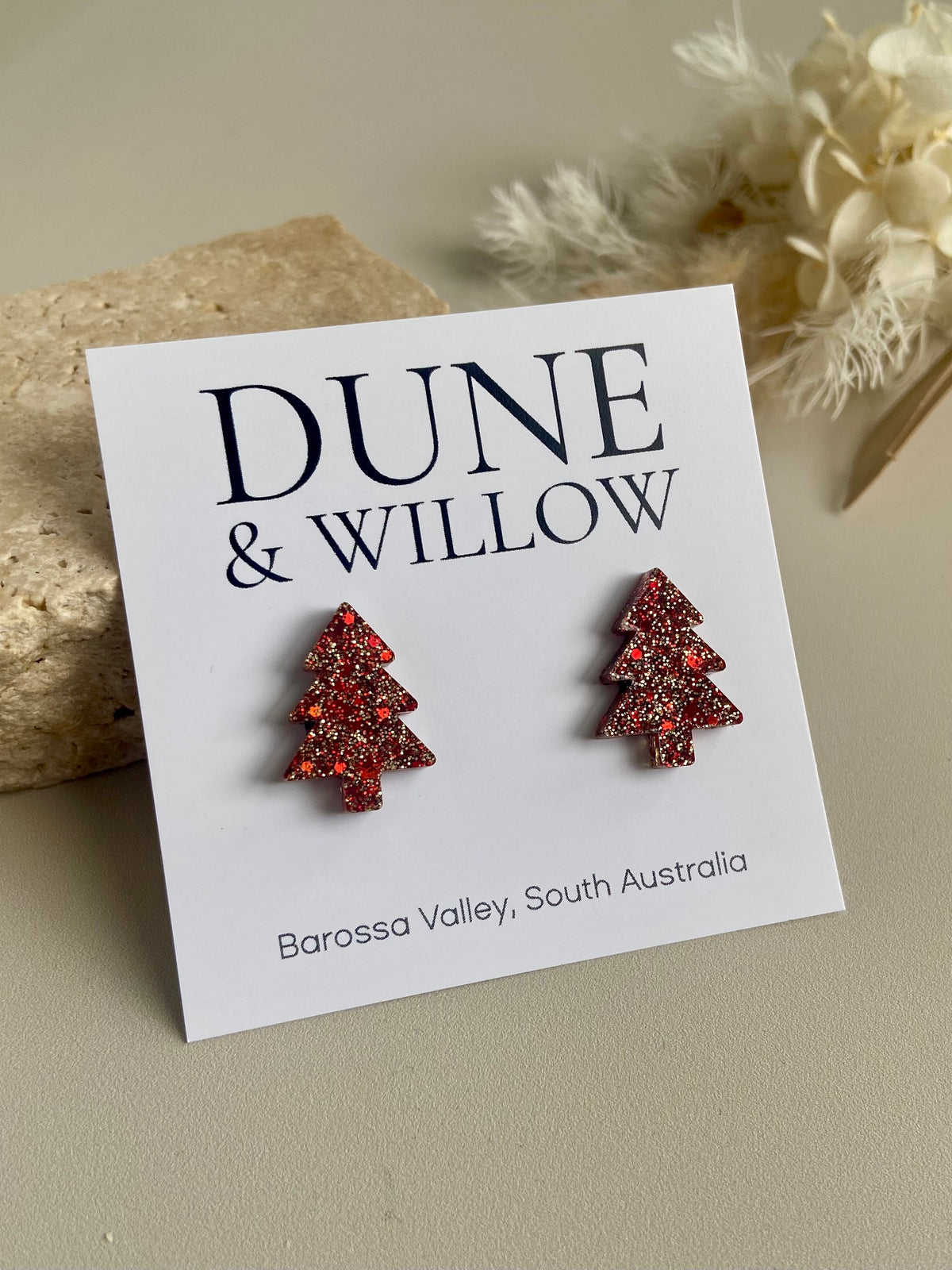 TREE STUDS- red and gold