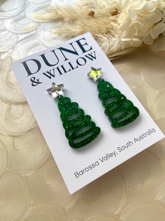 SQUIGGLE TREES- green & silver