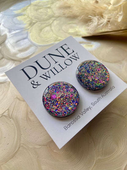 PURPLE HOLOGRAPHIC STUDS -medium and large