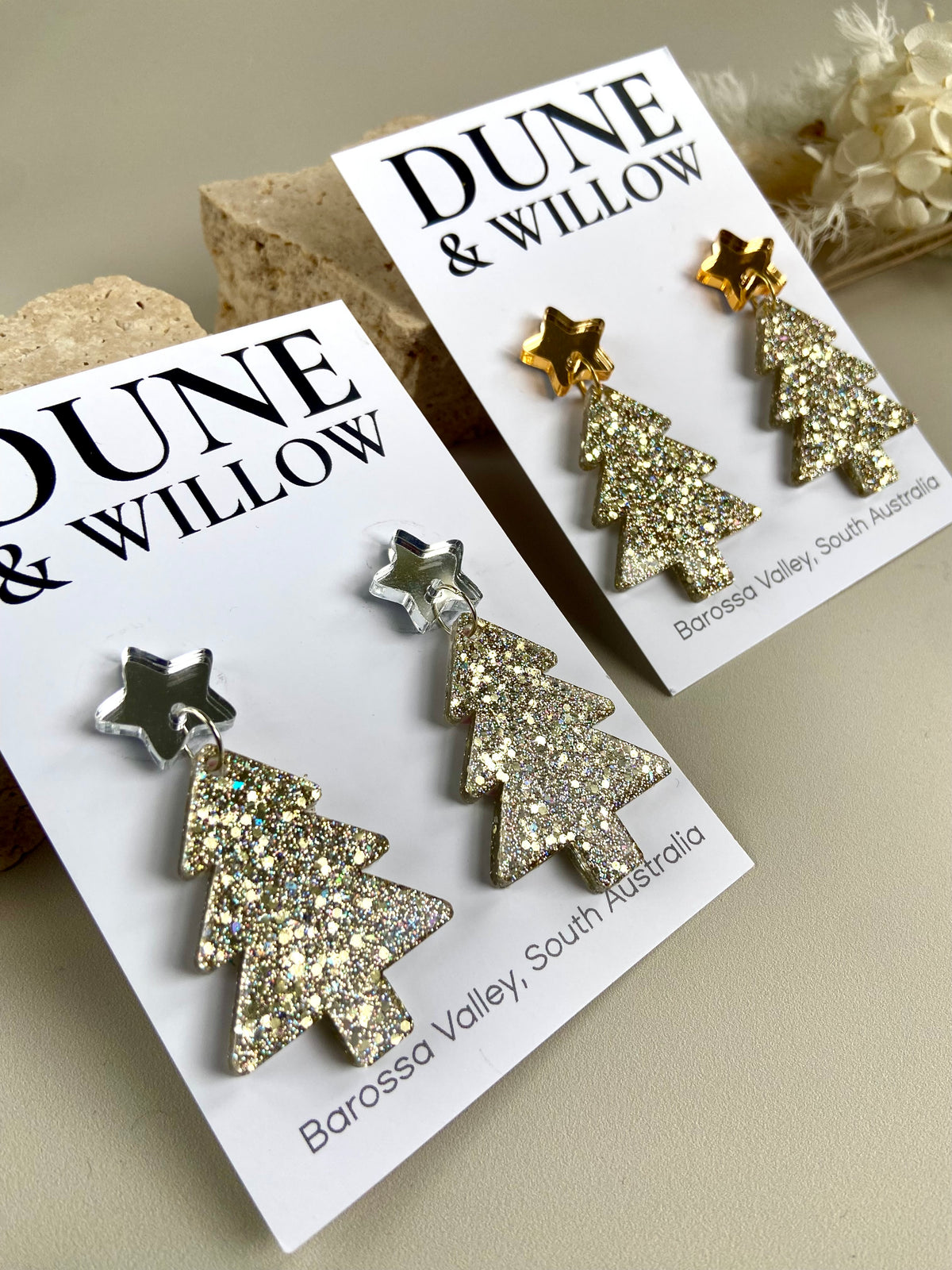 TREE DANGLES -gold and silver