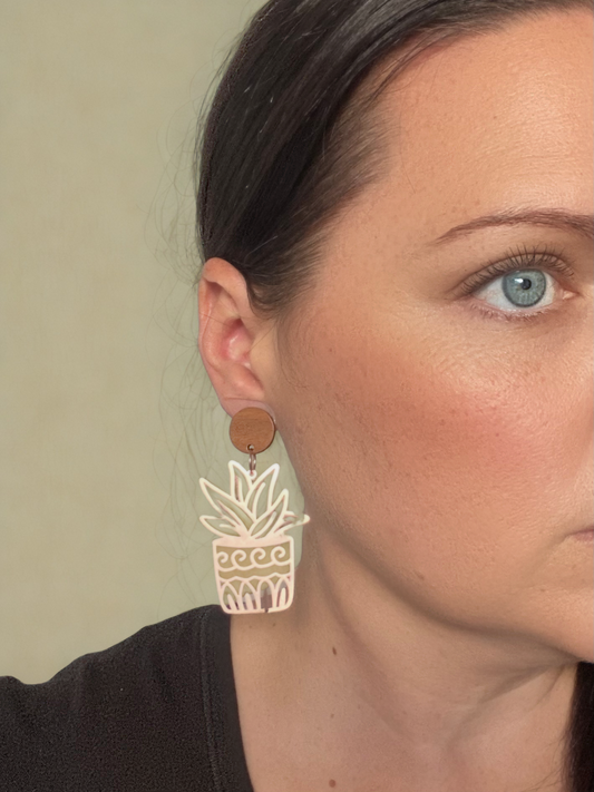 POTTED PLANT DANGLE- rose gold