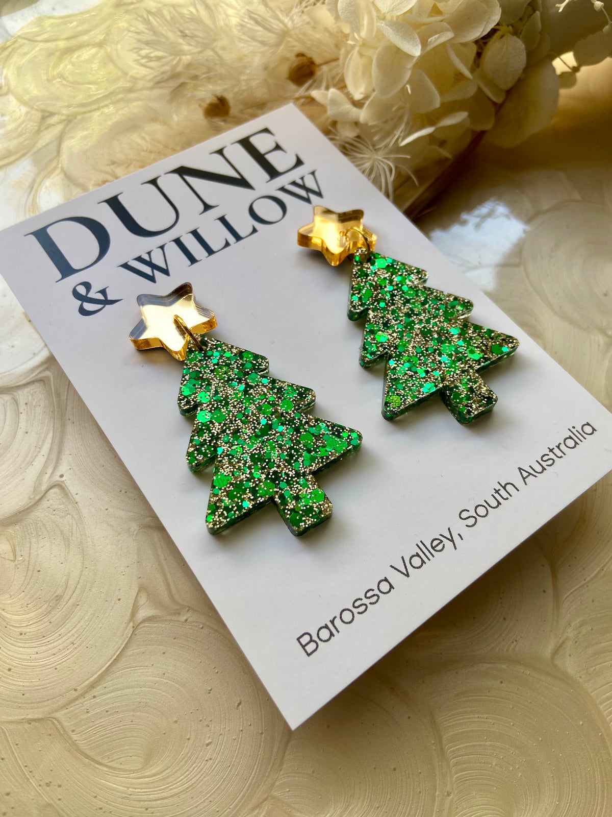 TREE DANGLES- green sparkle