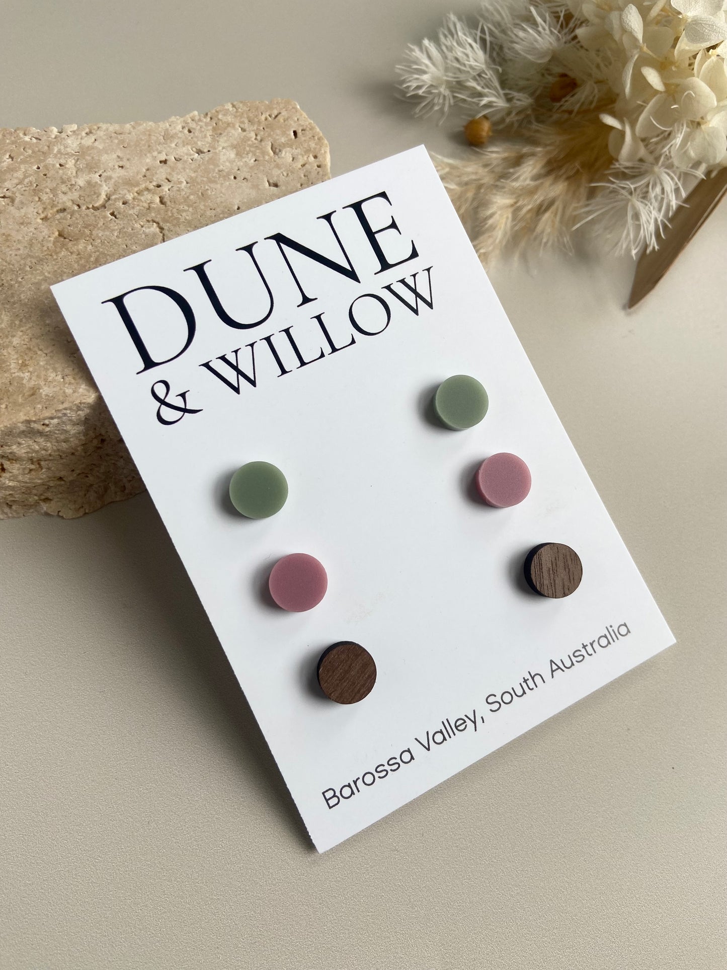 STUD PACK -walnut, rose and sage
