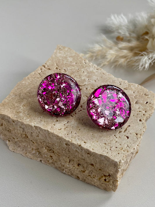 PINK SHIMMER STUDS -medium and large