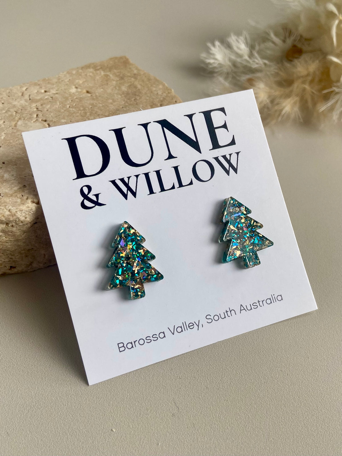 TREE STUDS- turquoise and gold