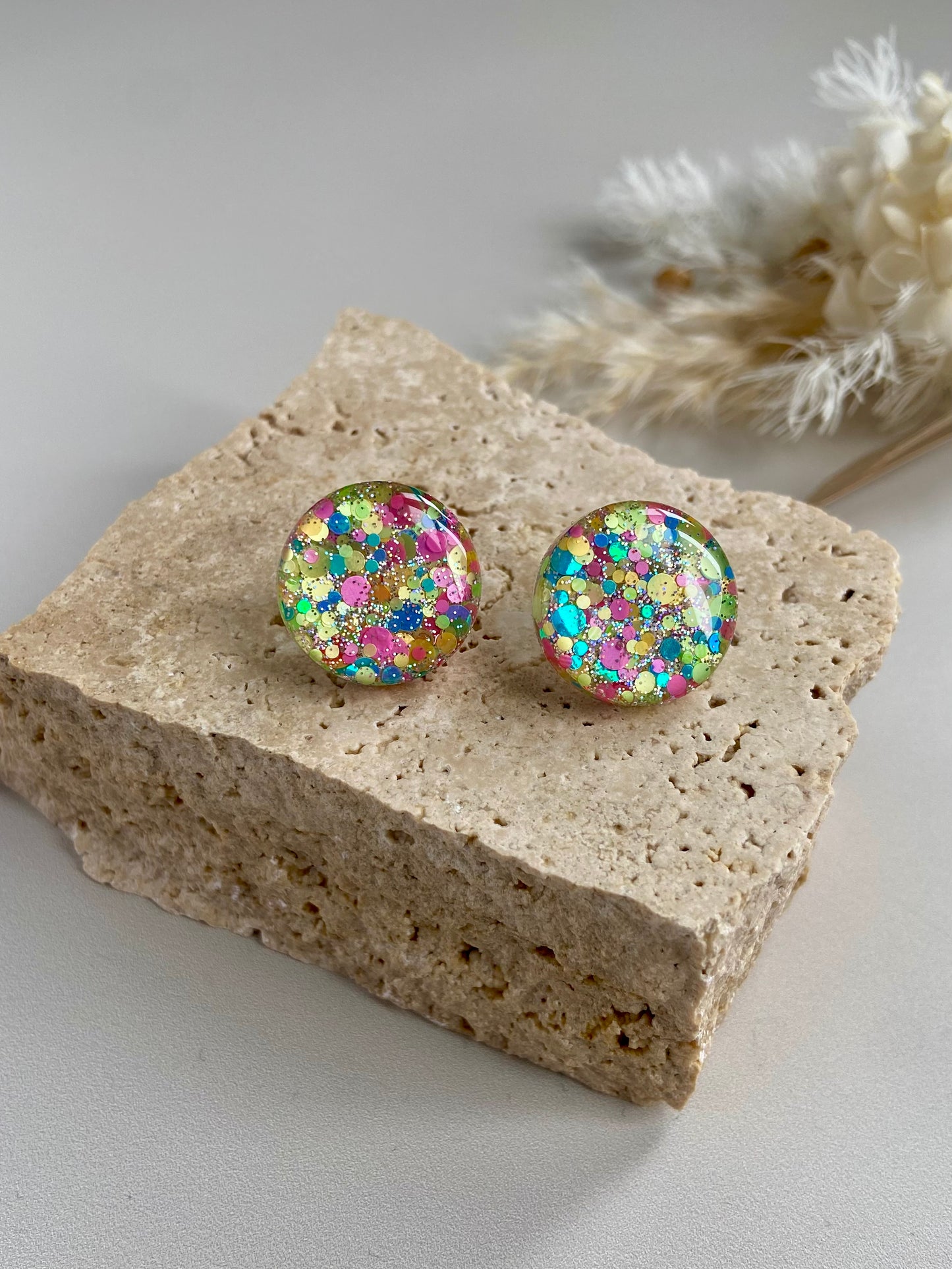 NEON SPARKLE STUDS -medium and large