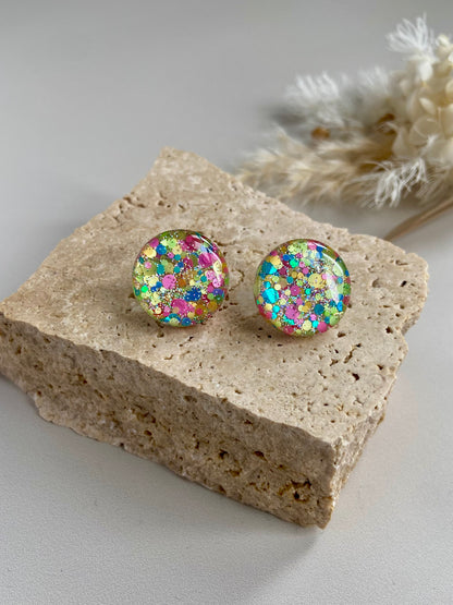 NEON SPARKLE STUDS -medium and large