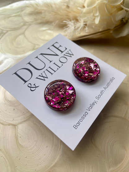 PINK SHIMMER STUDS -medium and large