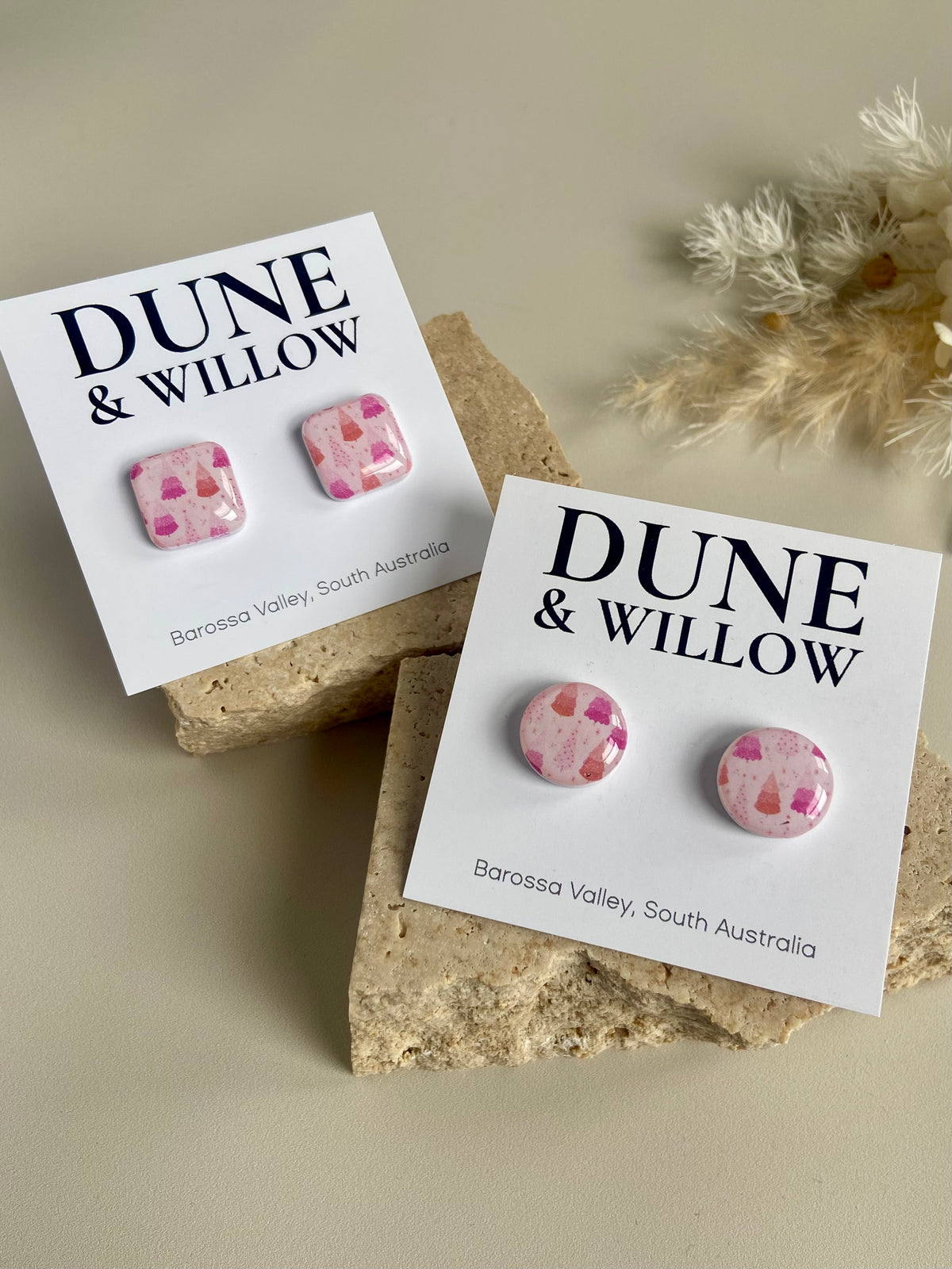 PINK TREE STUDS