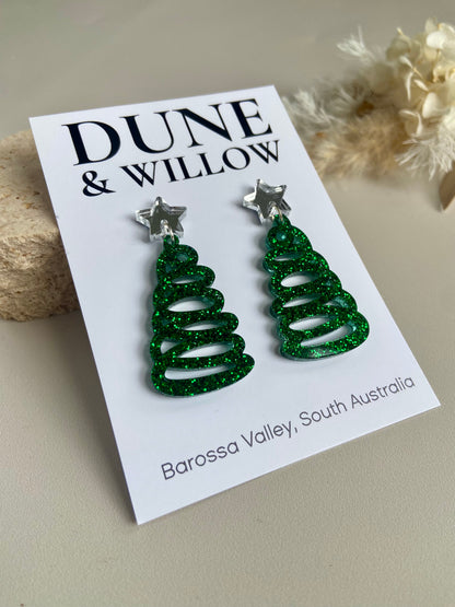 SQUIGGLE TREES- green & silver