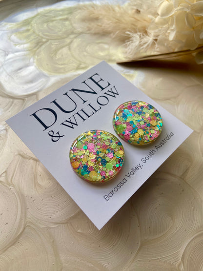 NEON SPARKLE STUDS -medium and large