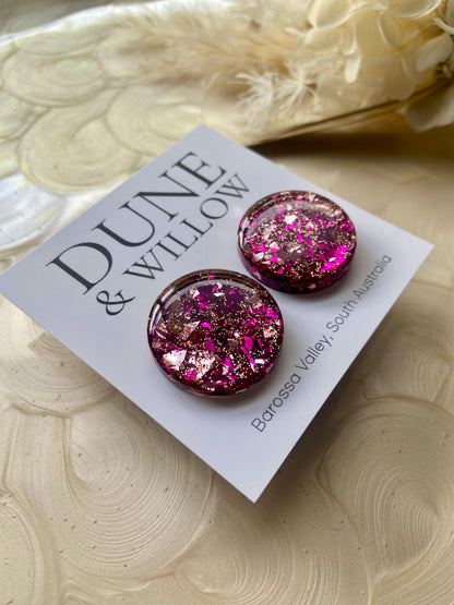 PINK SHIMMER STUDS -medium and large