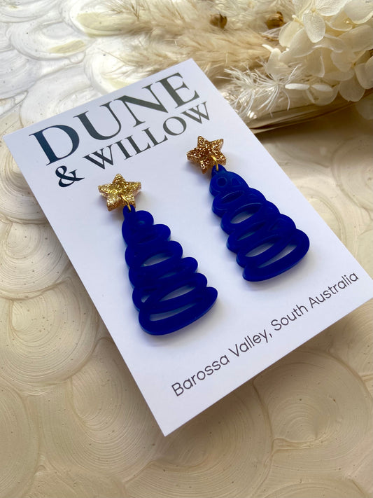 SQUIGGLE TREES- blue & gold