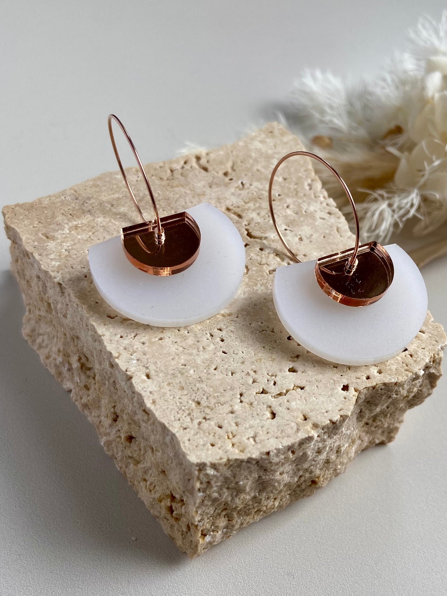 ELLERY DANGLES -frosted white and rose gold