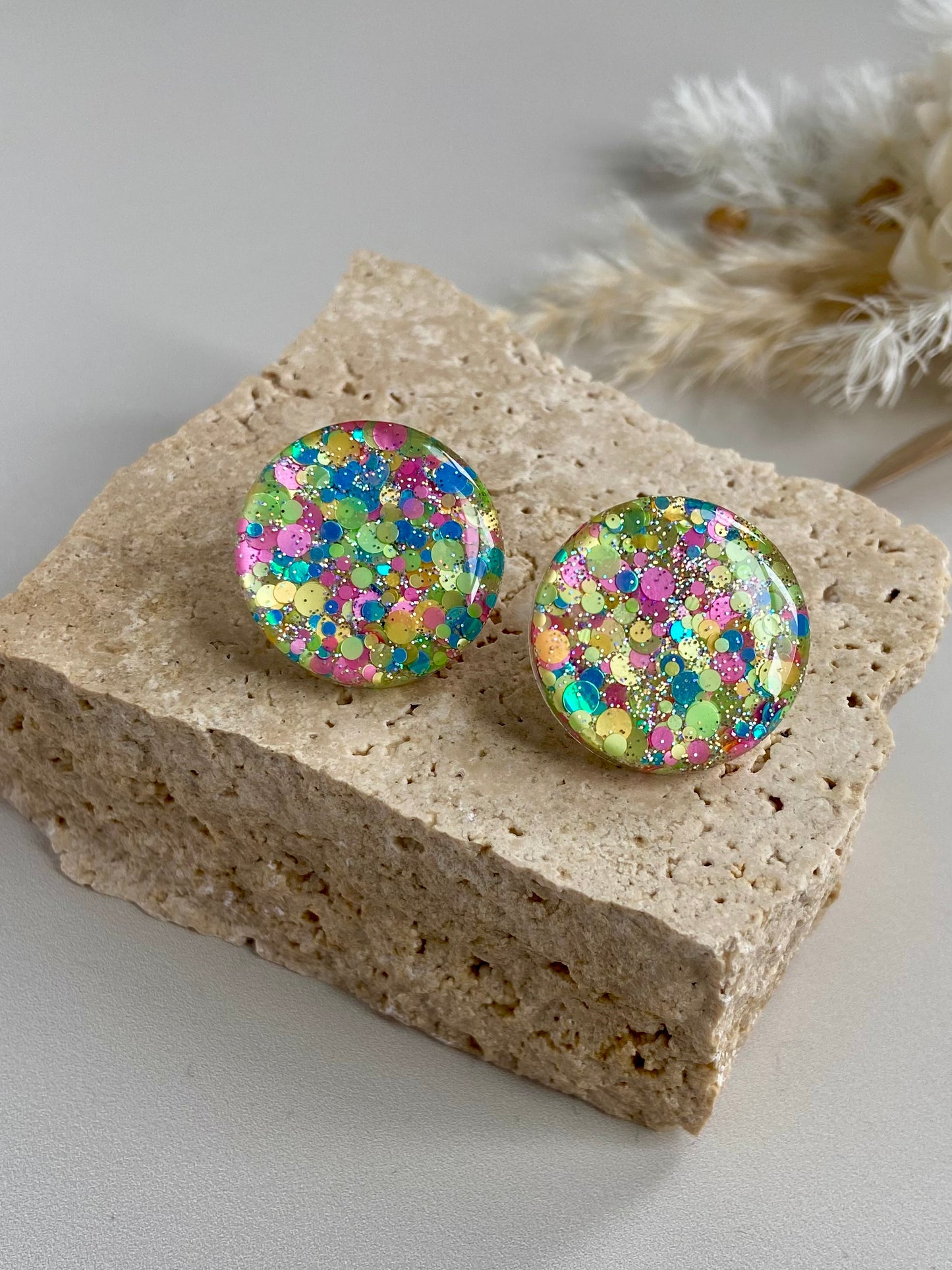 NEON SPARKLE STUDS -medium and large