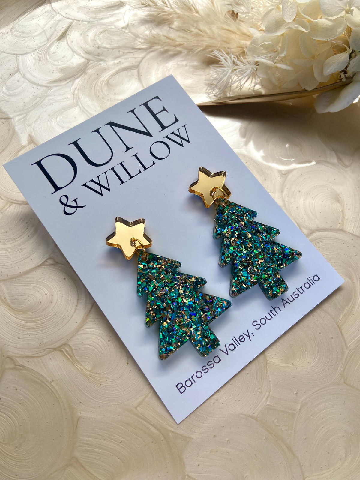 TREE DANGLES -turquoise and gold