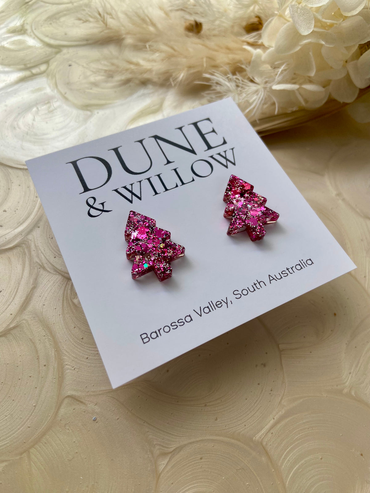 TREE STUDS- pink sparkle