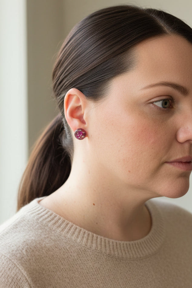 PINK SHIMMER STUDS -small