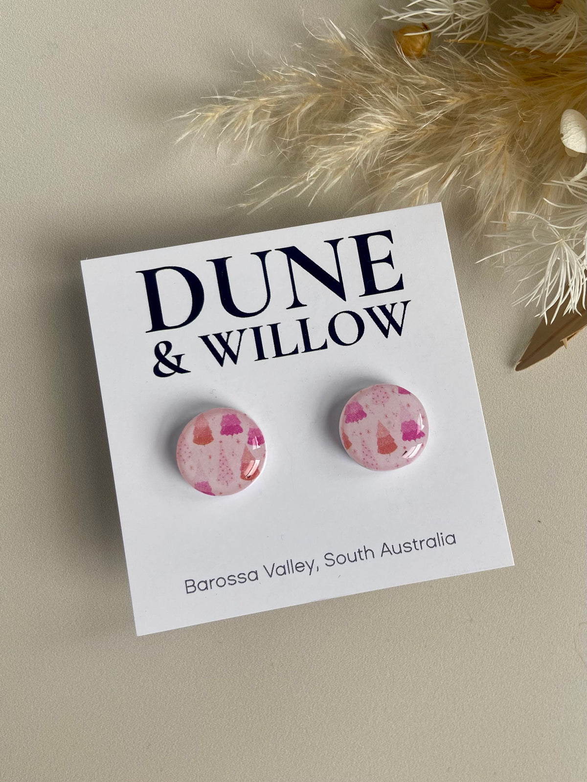PINK TREE STUDS
