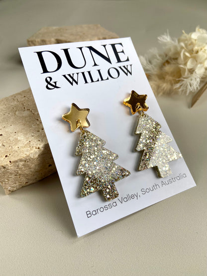 TREE DANGLES -gold and silver