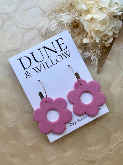 ROUND FLOWER HOOPS -rose pink