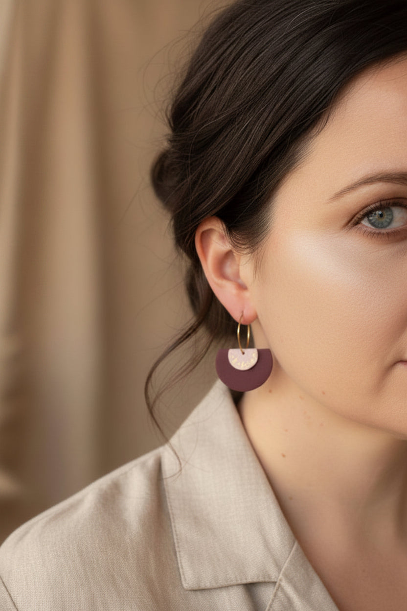 ELLERY DANGLES -frosted plum and rose gold