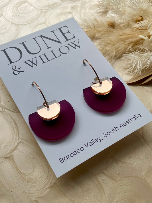 ELLERY DANGLES -frosted plum and rose gold