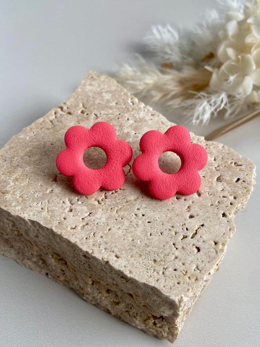ROUND FLOWER STUDS -watermelon