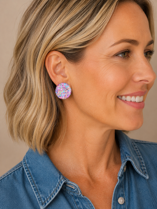 MERMAID CONFETTI STUDS -medium and large