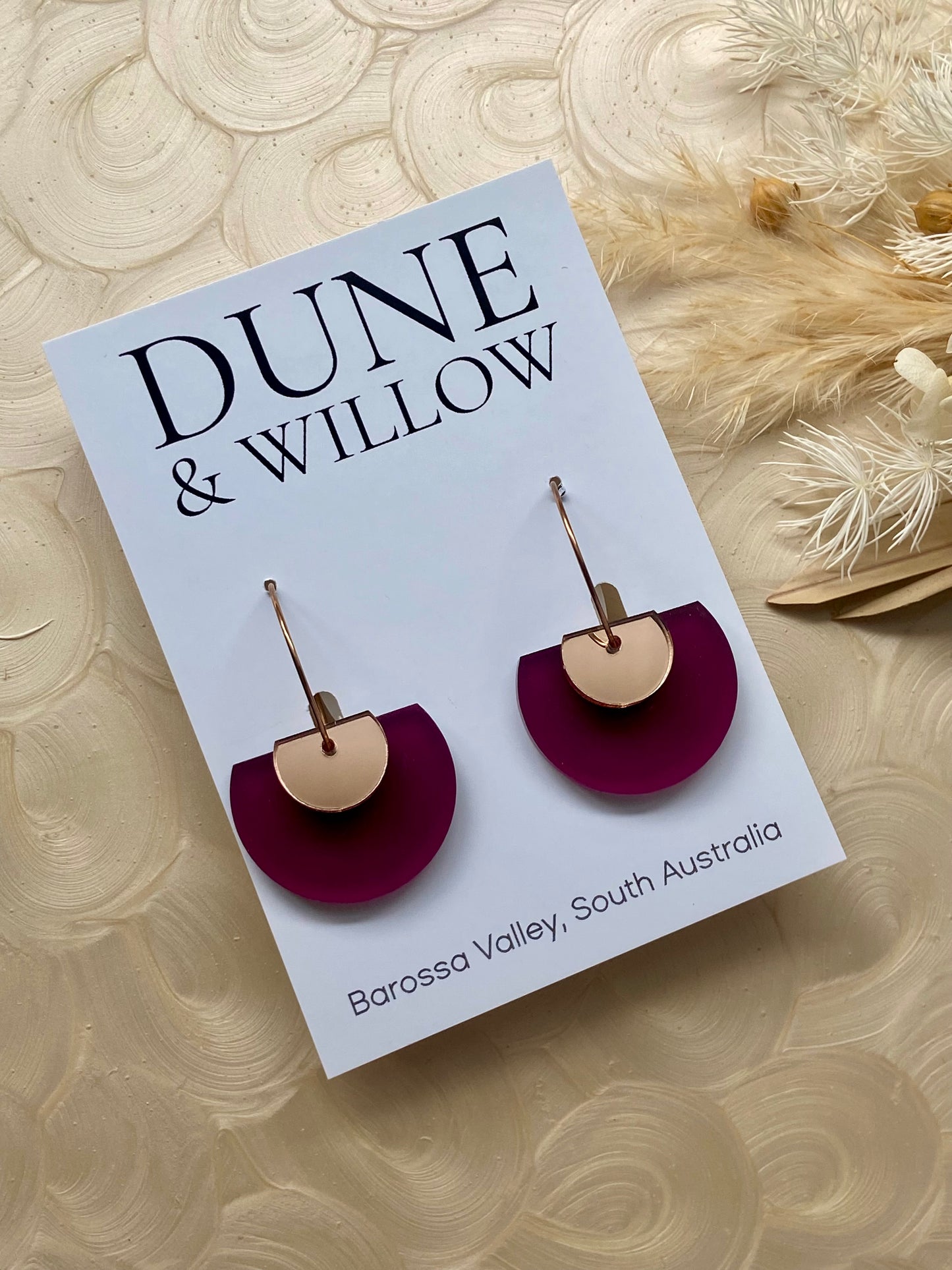 ELLERY DANGLES -frosted plum and rose gold