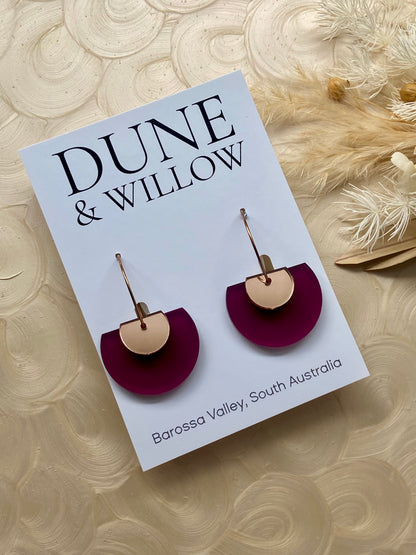 ELLERY DANGLES -frosted plum and rose gold