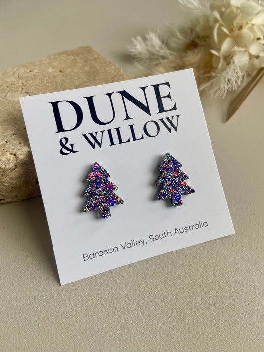 TREE STUDS -purple holographic