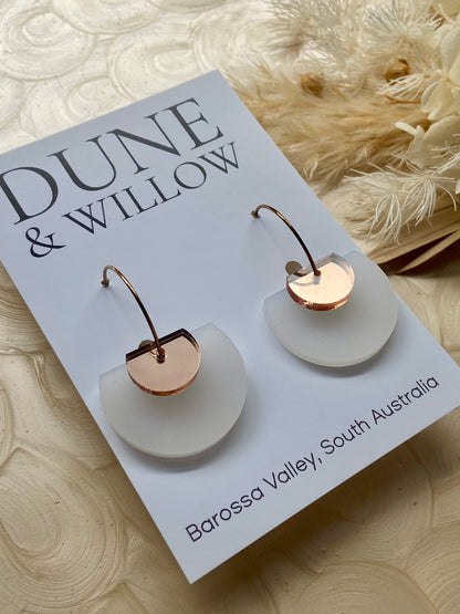 ELLERY DANGLES -frosted white and rose gold