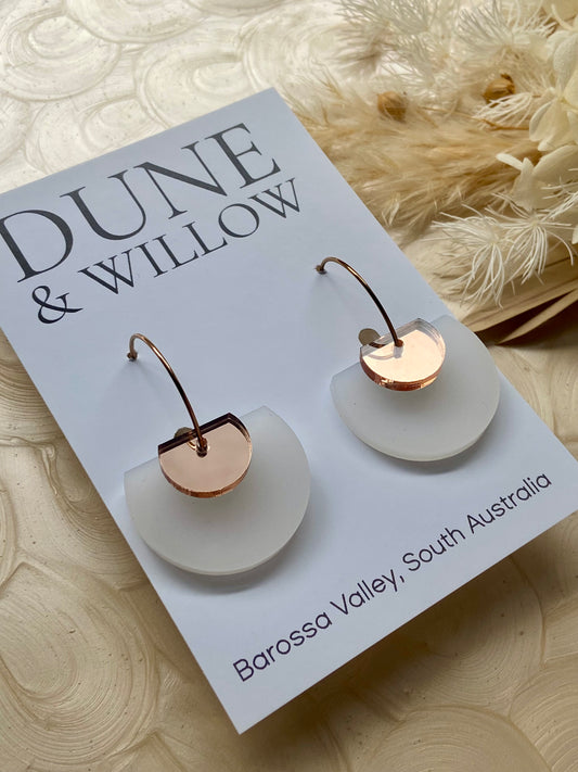 ELLERY DANGLES -frosted white and rose gold