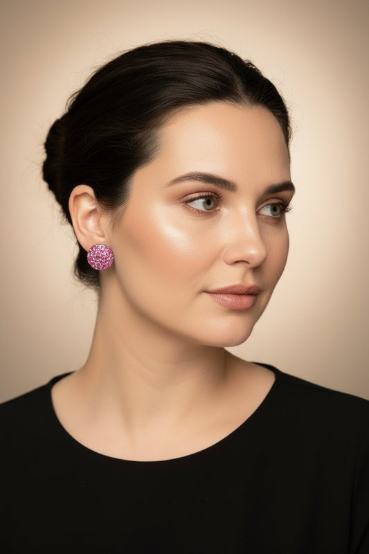 PINK SHIMMER STUDS -medium and large
