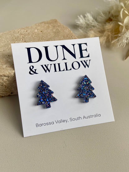 TREE STUDS -blue and copper
