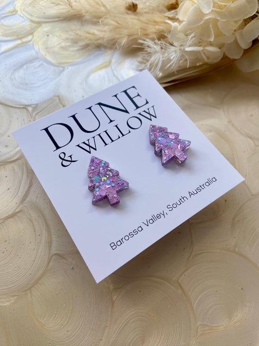 TREE STUDS- purple pastel