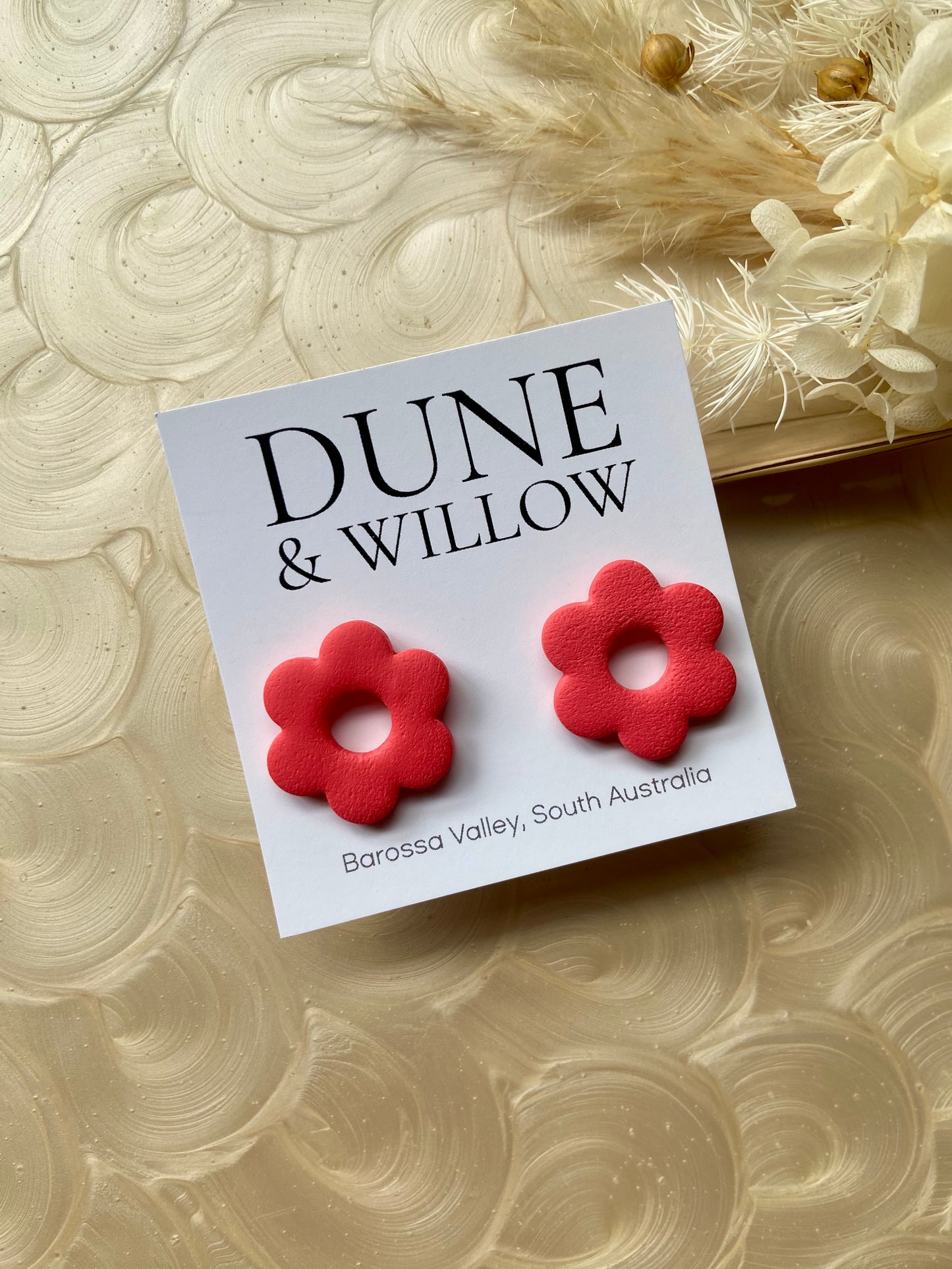 ROUND FLOWER STUDS -watermelon
