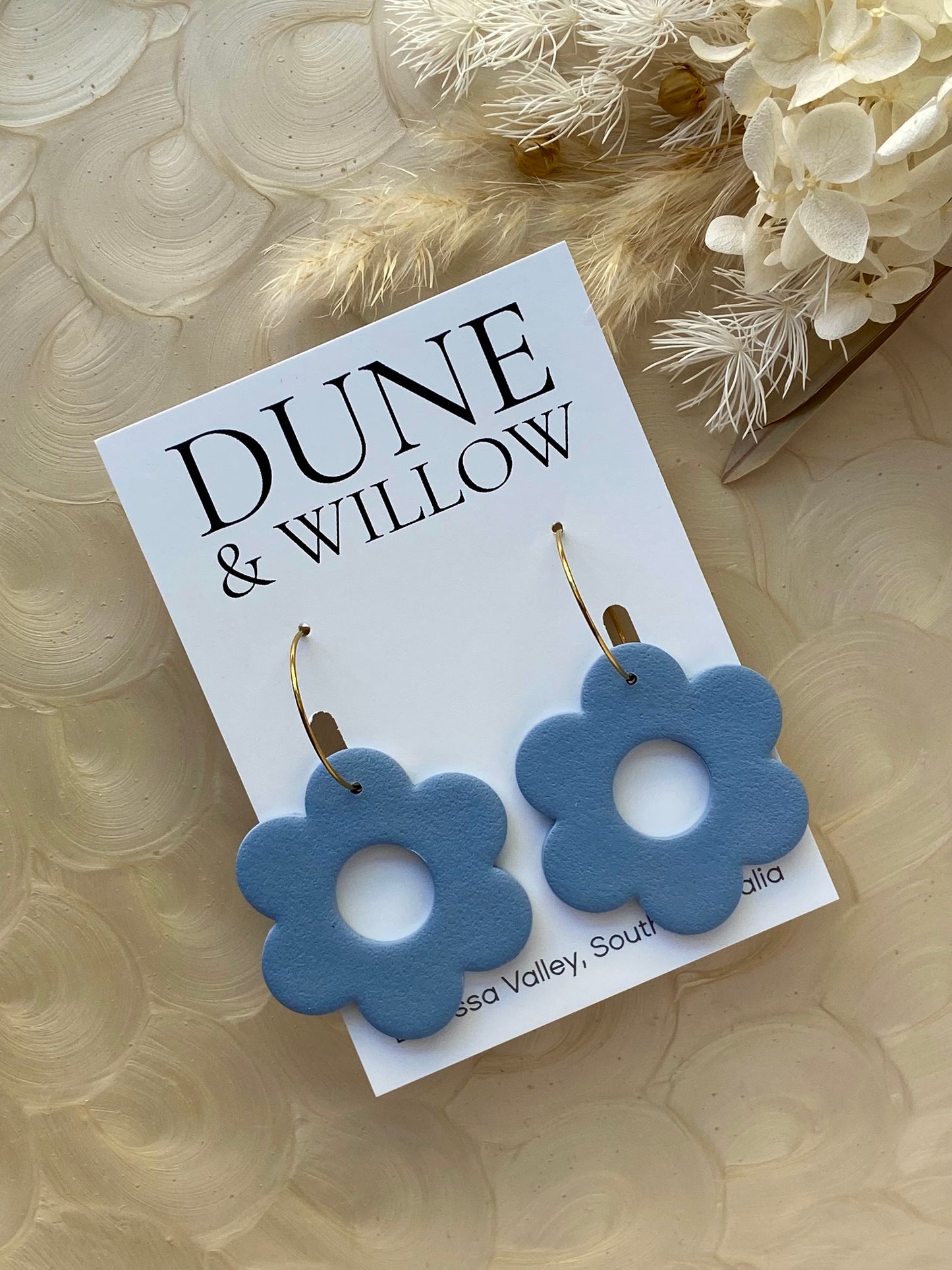 ROUND FLOWER HOOPS -blue