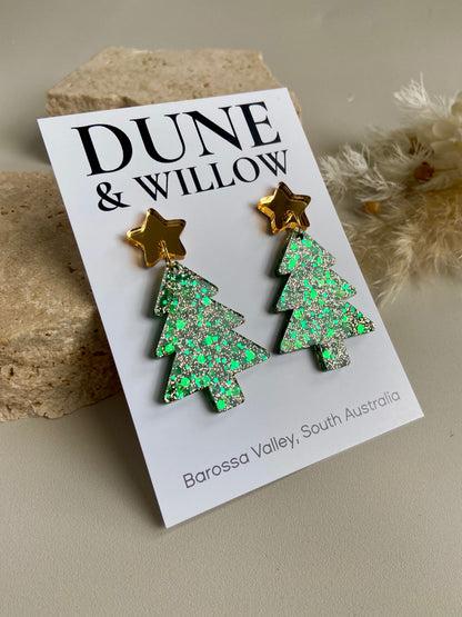 TREE DANGLES- green sparkle