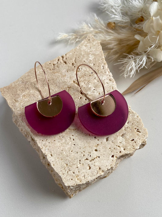 ELLERY DANGLES -frosted plum and rose gold