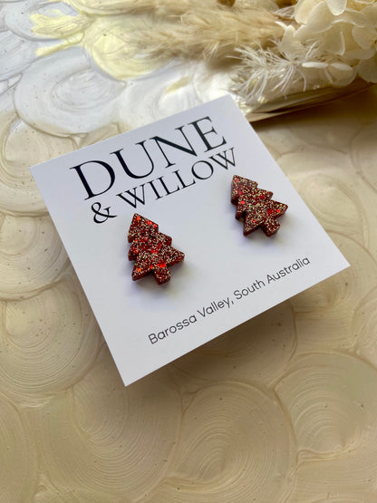 TREE STUDS- red and gold