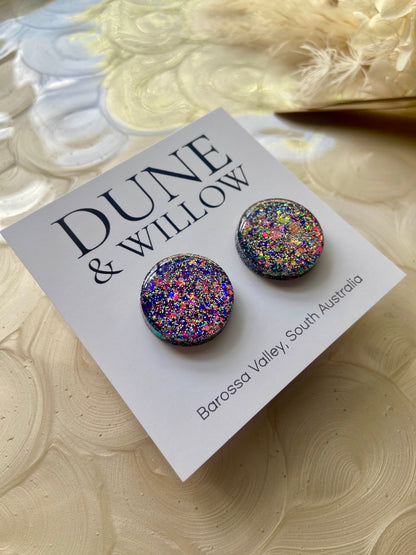 PURPLE HOLOGRAPHIC STUDS -medium and large