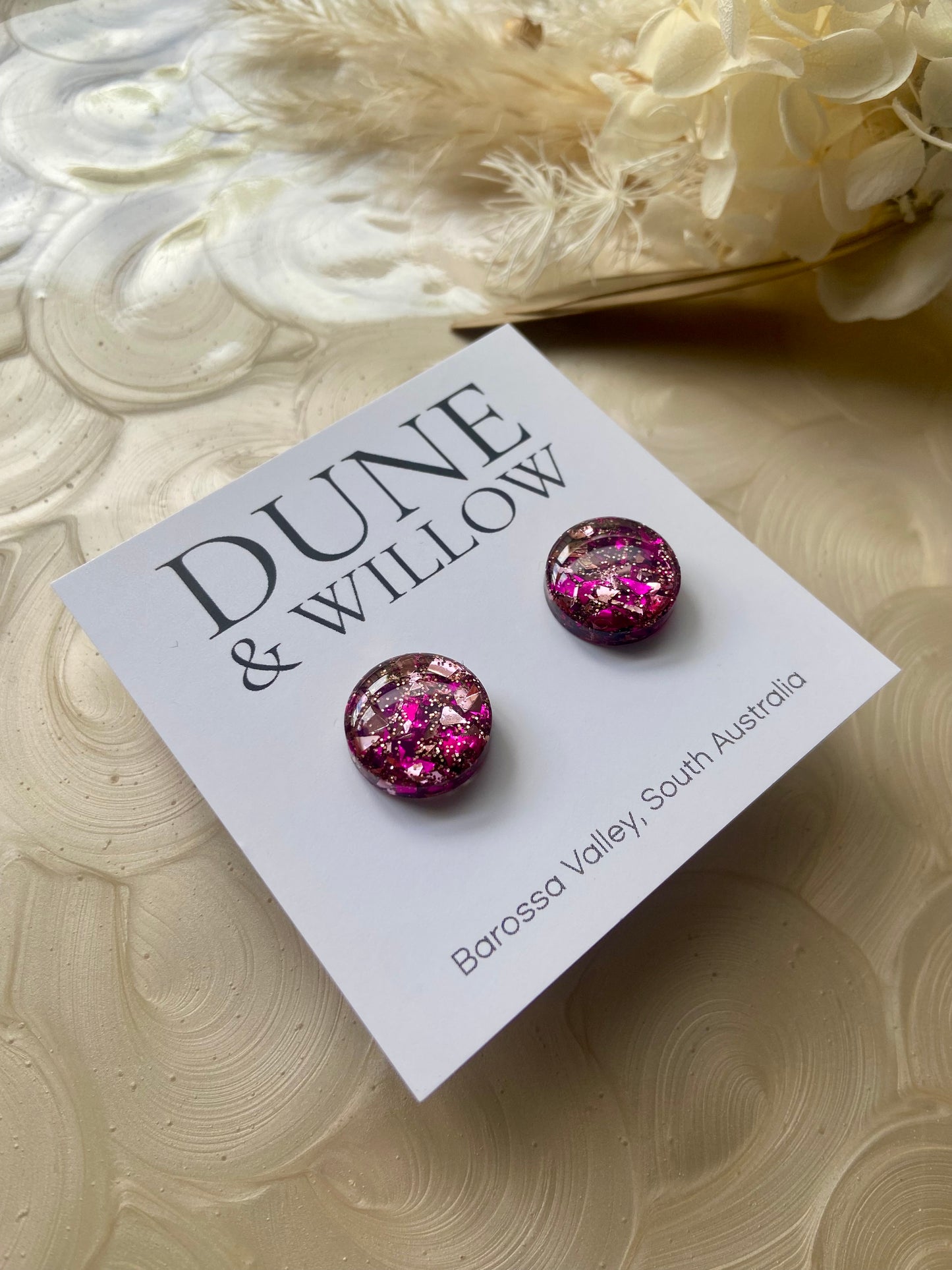 PINK SHIMMER STUDS -small