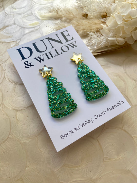 SQUIGGLE TREES- green & gold